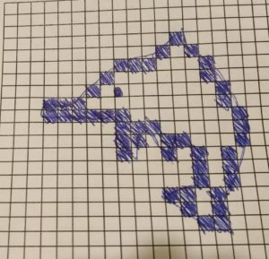 Hand drawn pixelated dolphin